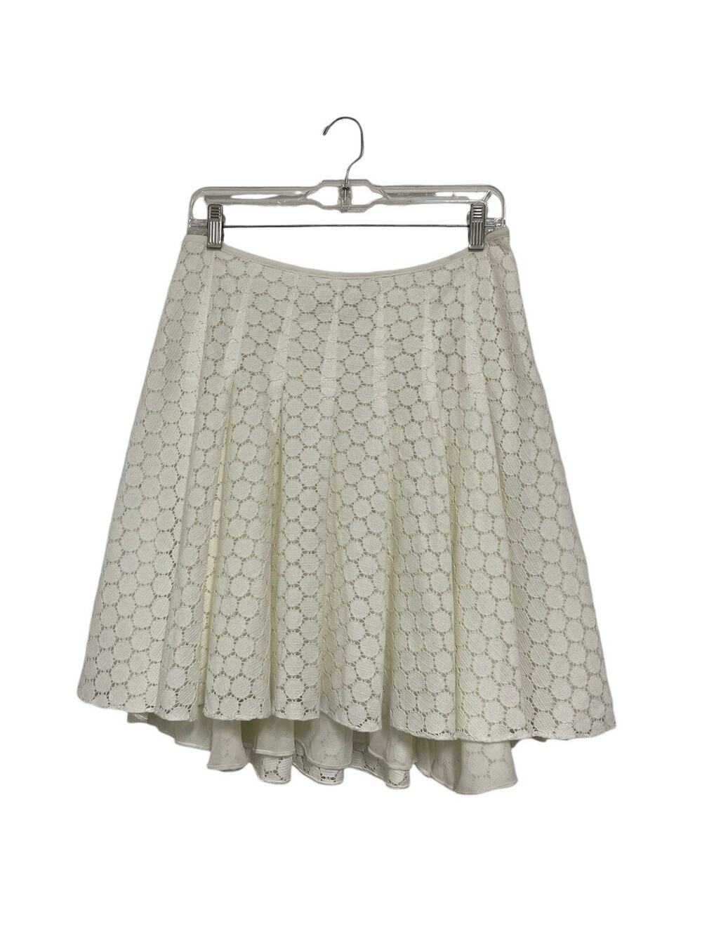 Akris Punto Womens Side Zip Knee Length Lace Overlay A Line Skirt White Size 10